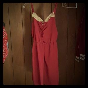 Vintage red dress with lace collar